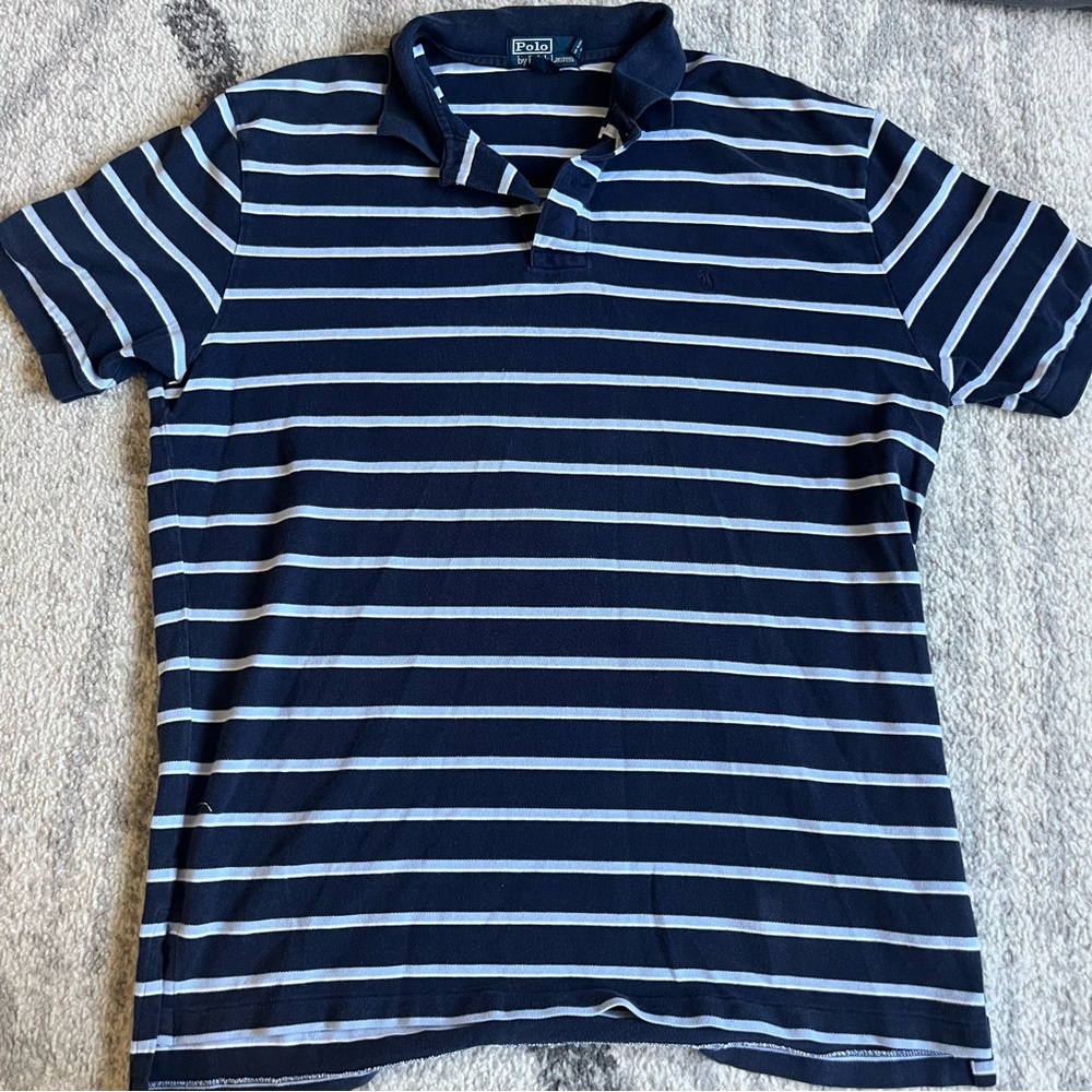 Polo Ralph Lauren Vintage Polo Navy/White Striped Shirt Men's Size XL